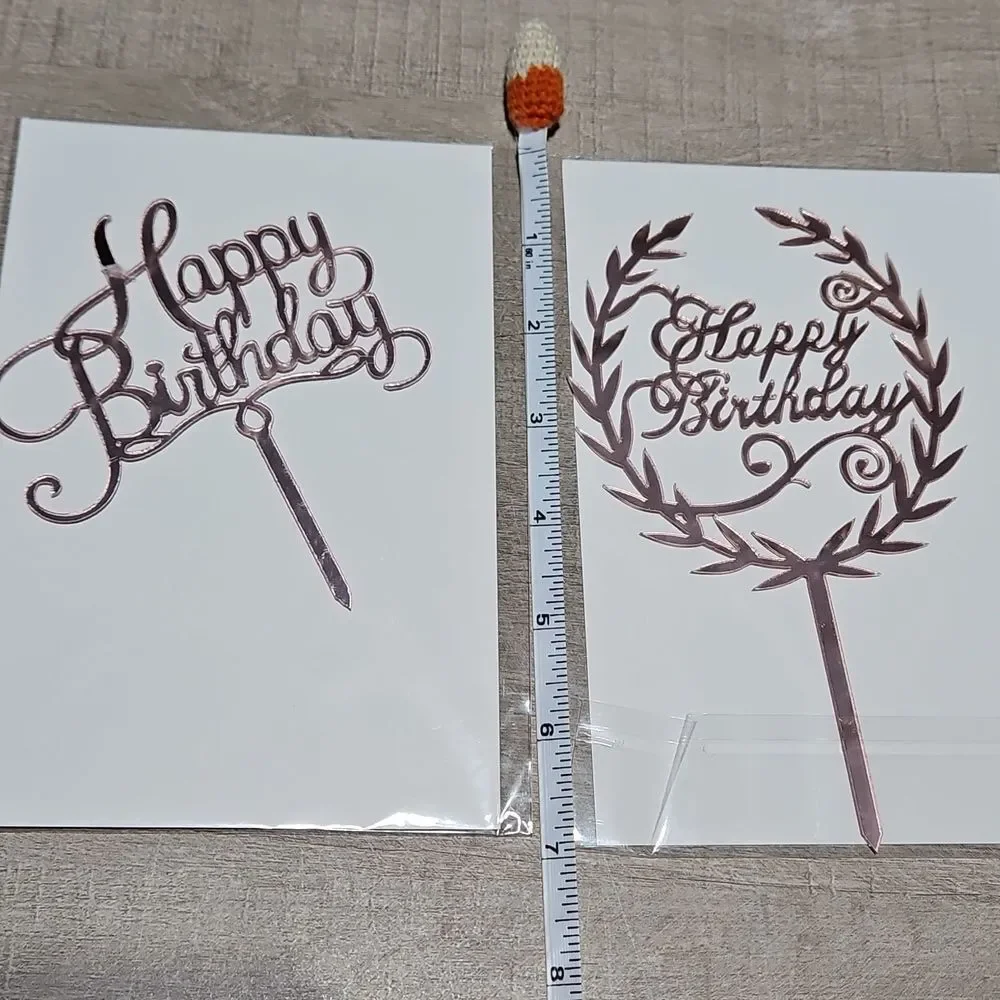 Rose Gold Happy Birthday Cake Toppers